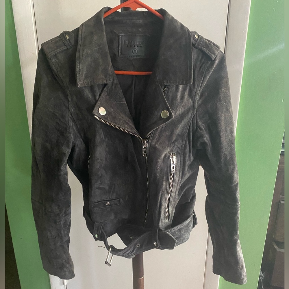 Suede Leather Dark Gray Leather Moto Jacket
